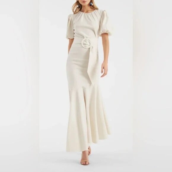 Sachin + Babi Dresses & Skirts - NWT | Sachin + Babi Camila Dress Ivory/White Asymmetrical Belted Midi  Size 12